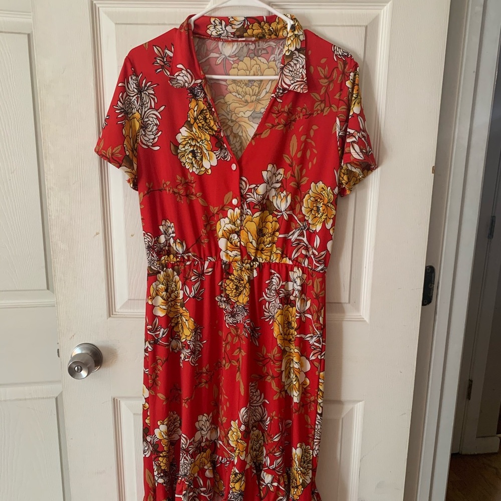 Carol Rose Red Floral Summer Dress